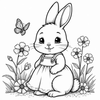 A Bunny In A Dress Coloring Page