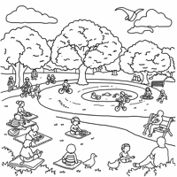 Outdoor Summer Activities Coloring Page