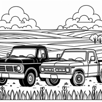1996 F150 Super Cab Side View Parked Next To A... Coloring Page