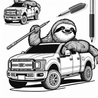 A Realistic Sloth Driving A 2023 Realistic Toyota... Coloring Page