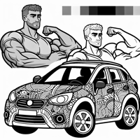 Vin Diesel With Short Hair Driving A Hatchback... Coloring Page