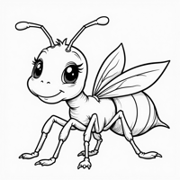 A Cute Ant Coloring Page