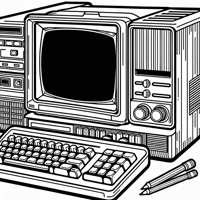 Old Desk Computer Vibrant Fun And Simple Without... Coloring Page