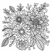 Intricate Flowers Coloring Page