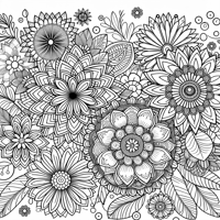 Intricate Flowers Coloring Page