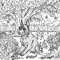 A Cane Corso Dog And An Orange Tabby Cat Coloring Page