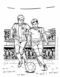 Boys Playing Soccer In A Stadium Setting Up The... Coloring Page