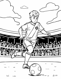 Boys Playing Soccer In A Stadium Coloring Page