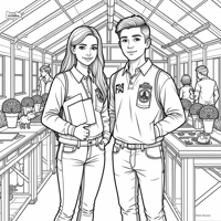 A Female And Male FFA Member Holding Items That... Coloring Page