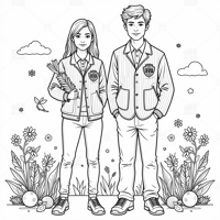 A Female And Male FFA Member In Official Dress... Coloring Page