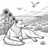 A Wolverine Wearing A Swimsuit On A Majestic Beach... Coloring Page