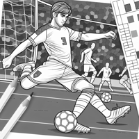 A Soccer Player Preparing To Shoot The Ball Coloring Page