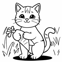 A Cat Is Carrying A Carrot Coloring Page