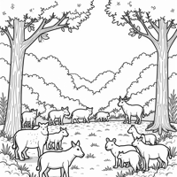 A Gathering Of Animals Coloring Page