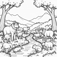 A Gathering Of Animals Coloring Page