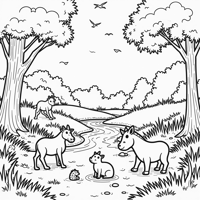 A Gathering Of Animals Coloring Page