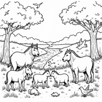 A Gathering Of Animals Coloring Page