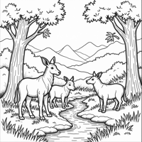 A Gathering Of Animals Coloring Page