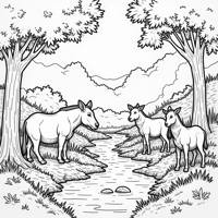 A Gathering Of Animals Coloring Page