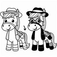 A Horse Wearing A Hat And Eyeglasses And Smoking A... Coloring Page