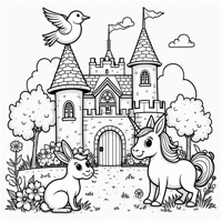 A Castle With Two Birds On Top The Castle Is... Coloring Page