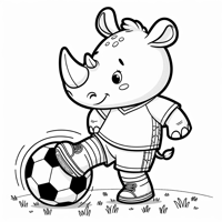 A Cartoonishlooking Rhinoceros Standing On Its Two... Coloring Page