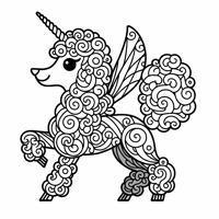 Unicorn Poodle Coloring Page