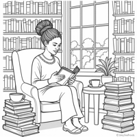 A Reading African Woman Coloring Page