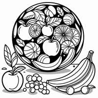 A Sphere With Fruit Reflection Coloring Page