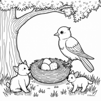 Love Bird On The Tree Coloring Page