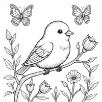 One Lovebird Coloring Page