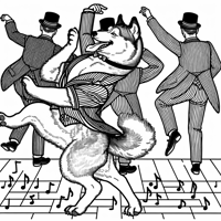 A Husky Dancing During The 1920s Coloring Page