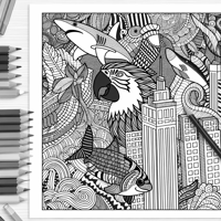 Parrot Shark Skyscraper Coloring Page
