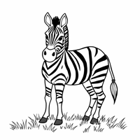 Zebra On The Grass Coloring Page