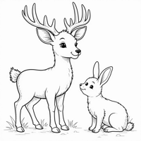 A Deer Lies In A Woody Flowered Meadow Next To A... Coloring Page