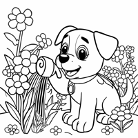 Marshall Watering The Flowers From Paw Patrol Coloring Page