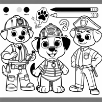 Paw Patrol Rubble Marshall And Chase With My 4... Coloring Page