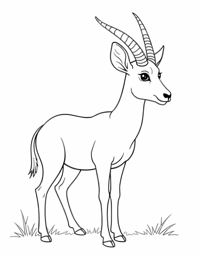 A Cartoon Style Baby Gemsbok With Nice Kawaii... Coloring Page