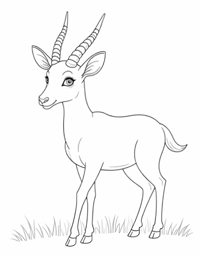 A Cartoon Style Baby Gemsbok With Nice Kawaii... Coloring Page