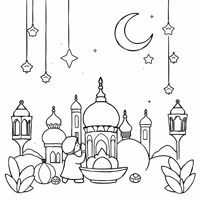 Ramadan Theme Coloring Page