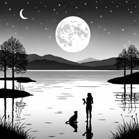 A Night Sky With A Full Moon And Stars Coloring Page
