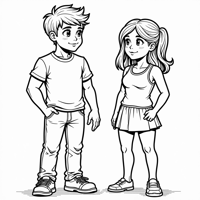 8 Bit Male And Female Coloring Page
