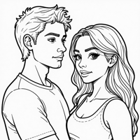 Pixel Art Of A Male And Female Coloring Page