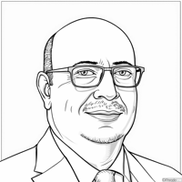 A Bald Man Wearing Glasses And A Suit. Coloring Page