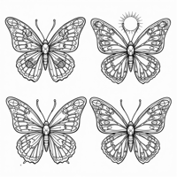 Doodle Butterflies All Up All Tattoos With Horns... Coloring Page