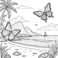 Butterflies With The Wings Have Doodled Scenes Of... Coloring Page