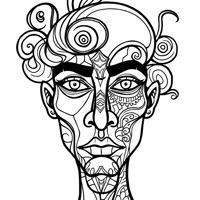 Abstract Human Face Coloring Page