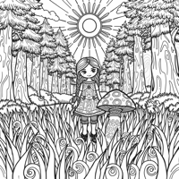 A Nordic Girl Standing On Grass On The Grass Is A... Coloring Page
