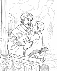 A Man Is Holding A Baby In His Arms The Man Is... Coloring Page