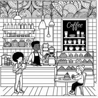 Coffee Shop Coloring Page